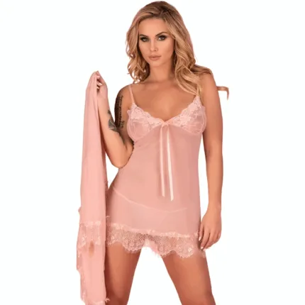 Livco corsetti fashion - hyeona 1710 babydoll + tanga rosa l